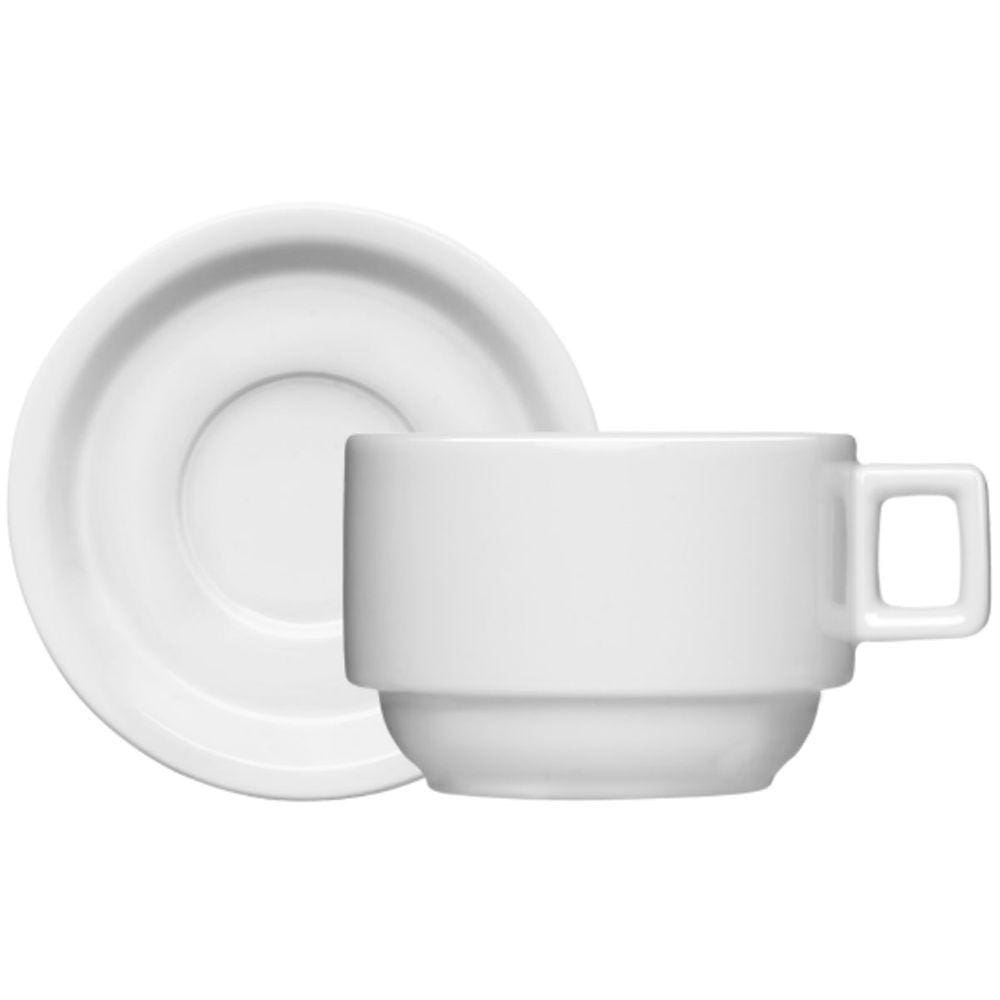 Xícara de Chá com Pires 100ml Bar Hotel Germer em Porcelana Branca