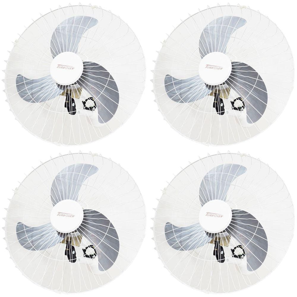 Kit 4 Ventiladores Parede 60cm 200W Industrial Turbo Turbão 3 Pás Bivolt 110V 220V Branco Vitalex