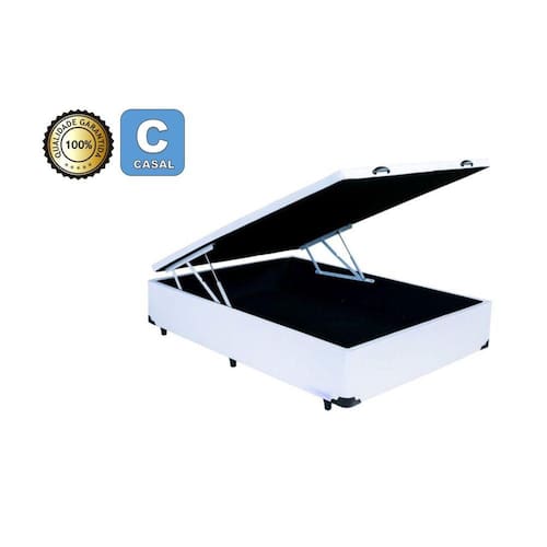 imagem-Cama Box Baú Casal 138 Bello Box - Tecido Sintético Branco