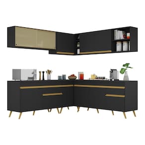 Armário De Cozinha Completa De Canto V261 Dourado