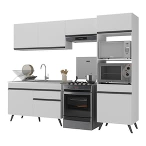 Armário De Cozinha Compacta 252cm V3693 Branco/Preto