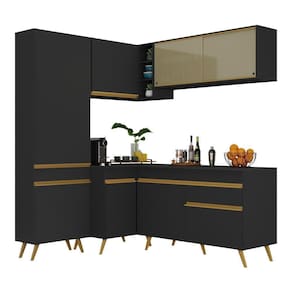 Armário De Cozinha Completa De Canto V2054 Dourado