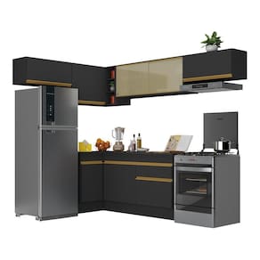 Armário De Cozinha Completa De Canto V2095 Dourado