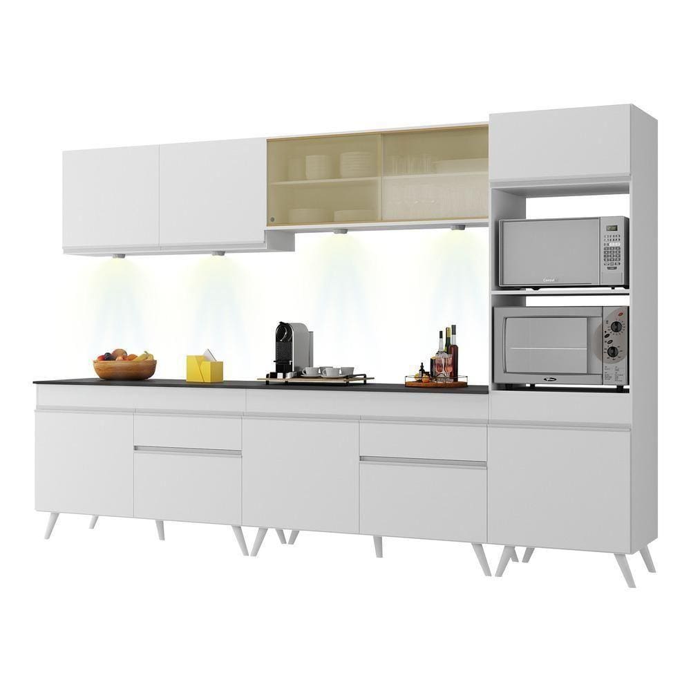 Armário De Cozinha Compacta 302cm Multimóveis V2014 Branco
