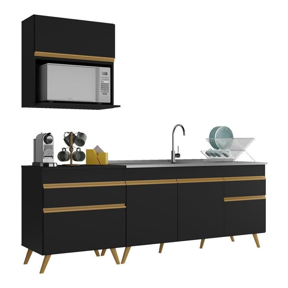 Armário De Cozinha Compacta 220cm Multimóveis V2075/dourado