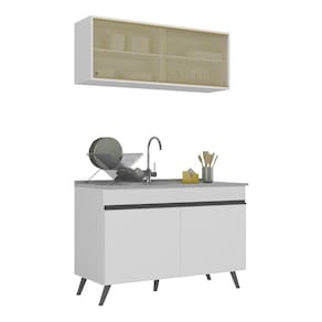 Armário De Cozinha Compacta 120cm V2140 Branco/Preto