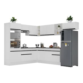 Armário De Cozinha Completa De Canto Branco/Preto