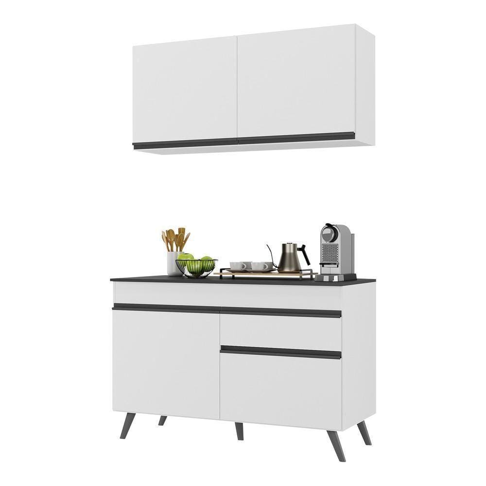 Armário De Cozinha Compacta 120cm V3687 Branco/Preto