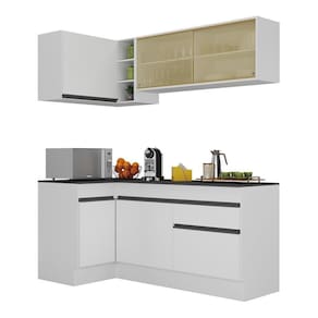 Armário De Cozinha Compacta De Canto V2091 Branco/Preto