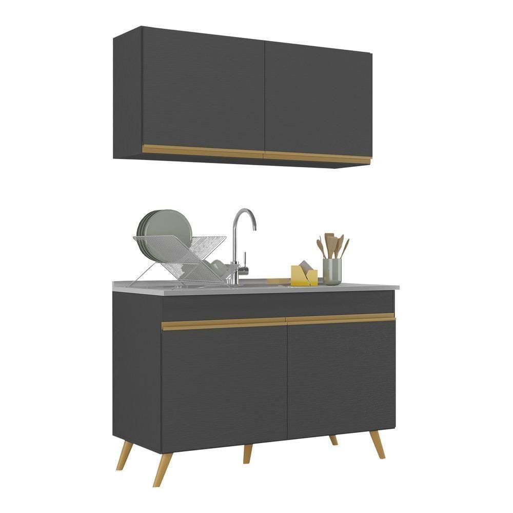 Armário De Cozinha Compacta 120cm Multimóveis V2141/dourado