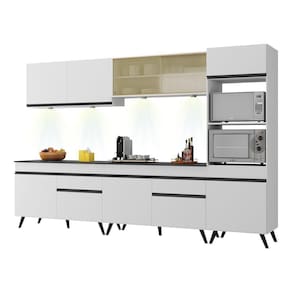 Armário De Cozinha Compacta 302cm V2014 Branco/Preto