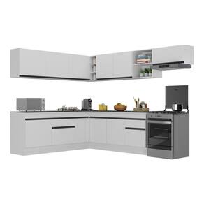 Armário De Cozinha Completa De Canto V2103 Branco/Preto