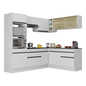 Armário De Cozinha Completa De Canto V2099 Branco/Preto