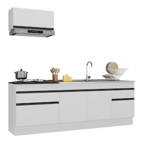 Armário De Cozinha Compacta 220cm V2109 Branco/Preto