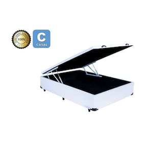 Cama Box Baú Casal 138 - Bello Box - Tecido Sintético Branco 30CM PROFUNDIDADE - ALTURA TOTAL 48 CM