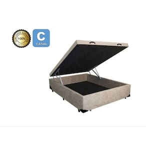 Cama Box Baú Casal 138 Bello Box - Suede bege - 30CM PROFUNDIDADE - ALTURA TOTAL 48 CM