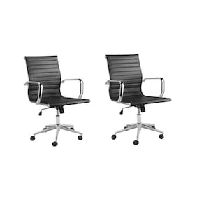 Conjunto 2 Cadeiras Poliuretano Office Sevilha Rivatti Móveis Preto