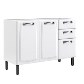 Balcão 120cm 3 Portas e 2 Gavetas sem Tampo New Premium Itatiaia Branco