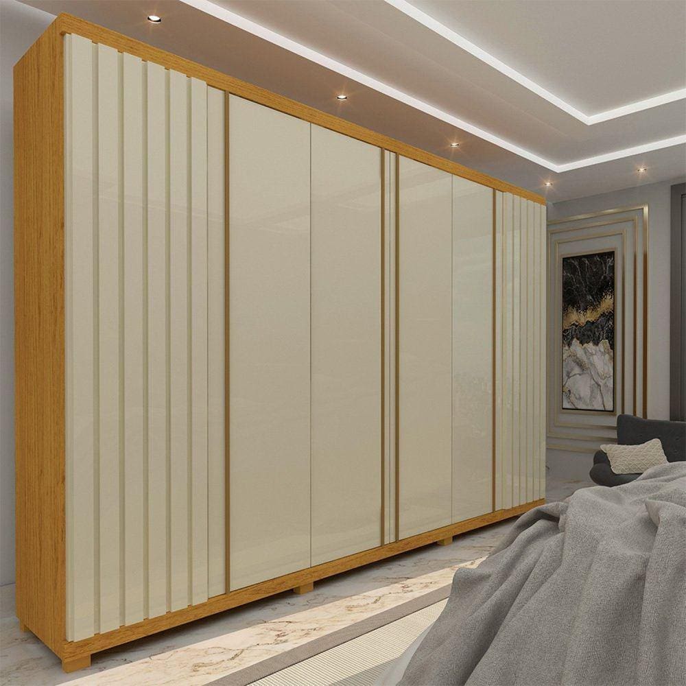 Guarda Roupa Casal 6 Portas 4 Gavetas Absolut New Gelius Móveis Marromle/Off White