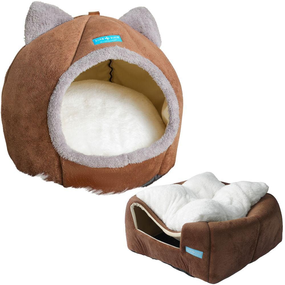 Cama Casa Toca Iglu Tenda Caminha Cabana para Gatos Pets - Duke & Dixie Marrom