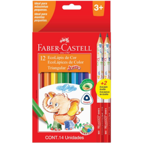 Lápis Jumbo Longo Ecolápis 12 Cores+2 2B Faber-Castell