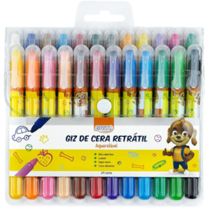 Giz de Cera Aquarelável Retrátil 24 cores Marca BRW