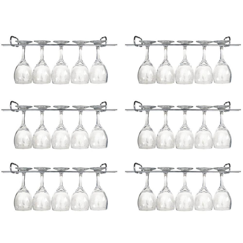 6 Suportes Para Taças Cromado Decoração Bar Vinho 25cm