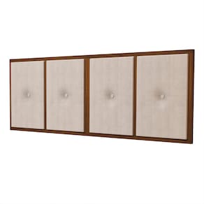 Cabeceira Painel Bege para Cama Box Queen 1,60 com Moldura em Madeira - JB Tavares Móveis