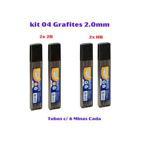 Kit 04 Grafites 2.0mm HB/2B Tubos c/ 6 Minas cada - BRW