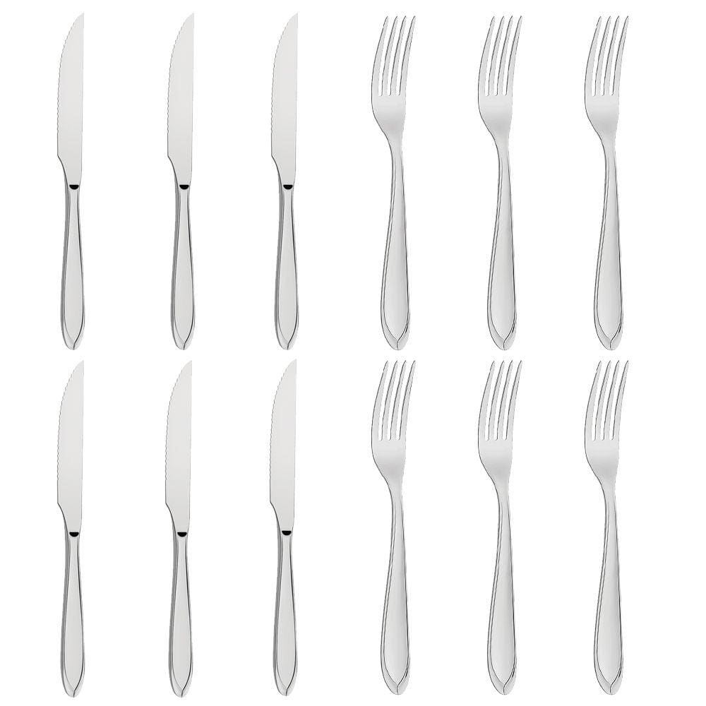 Kit Talheres Faca e Garfo Tramontina Laguna 12 Peças Inox