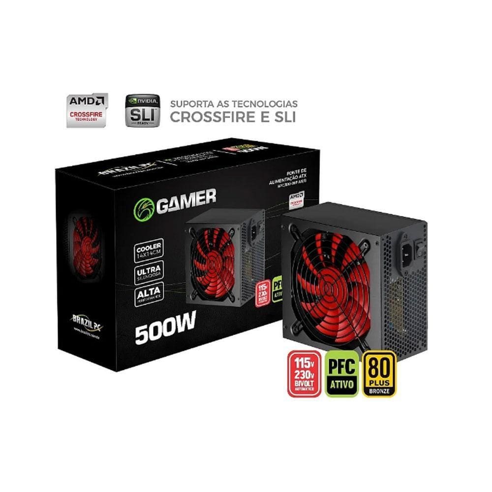 Fonte Atx 500W Real 80Plus Bronze 24 Pinos