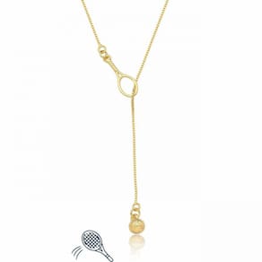 Colar Bolinha E Raquete De Tennis Revestido Em Ouro