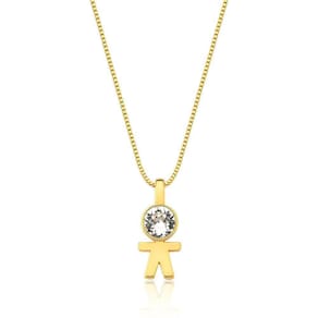 Colar Menino Com Cristal Com Revestimento Em Ouro