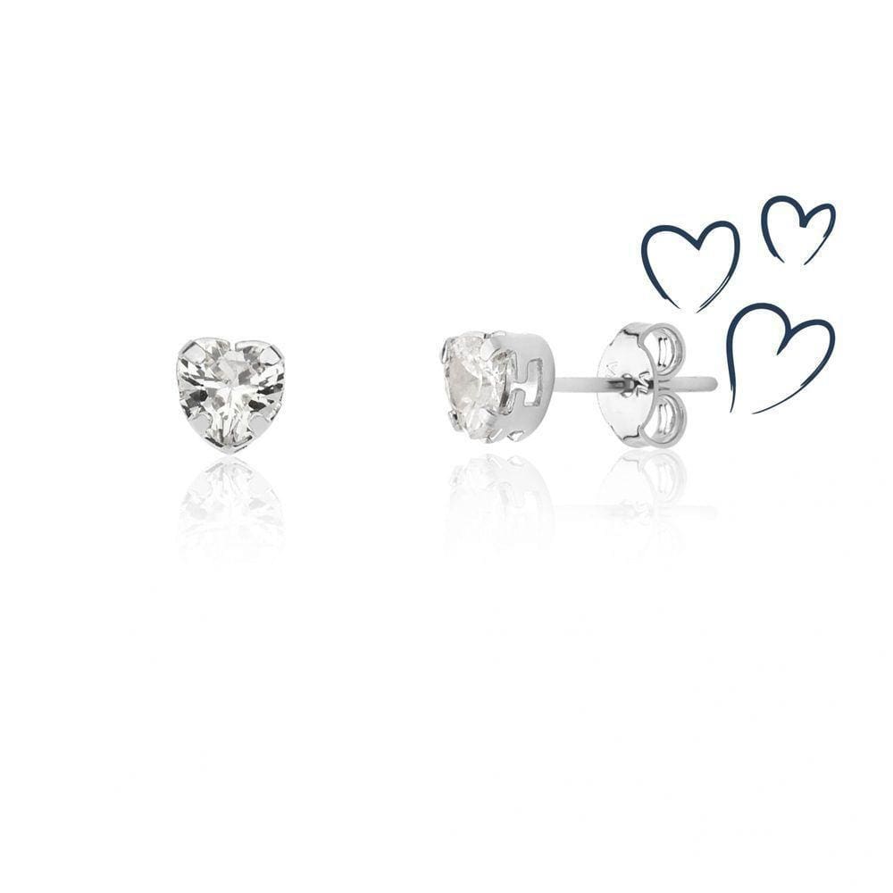Brinco Heart Point Spot Revestido Em Prata
