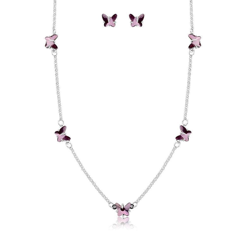 Conjunto Butterfly Revestido Em Prata