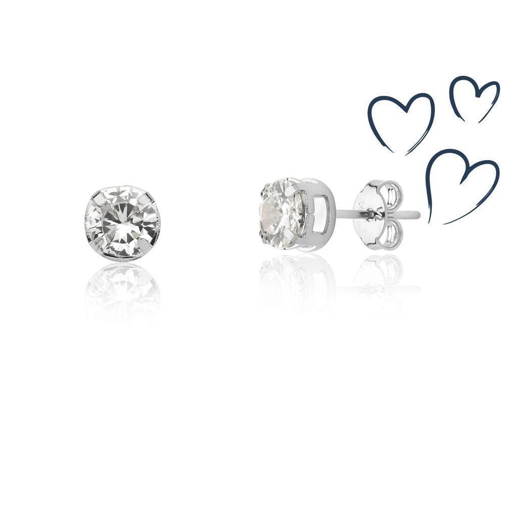 Brinco Solitaire Revestido Em Ródio