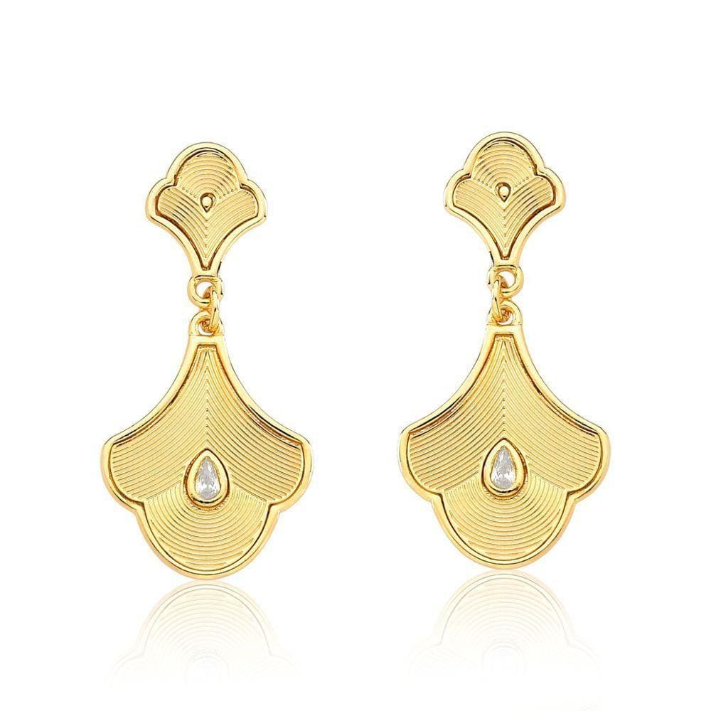 Brinco Fan Revestido Em Ouro