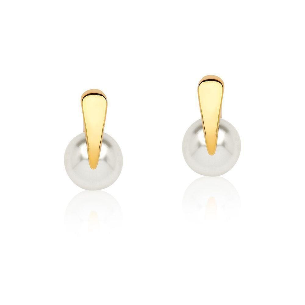 Brinco Clássico Pérola Revestido Em Ouro