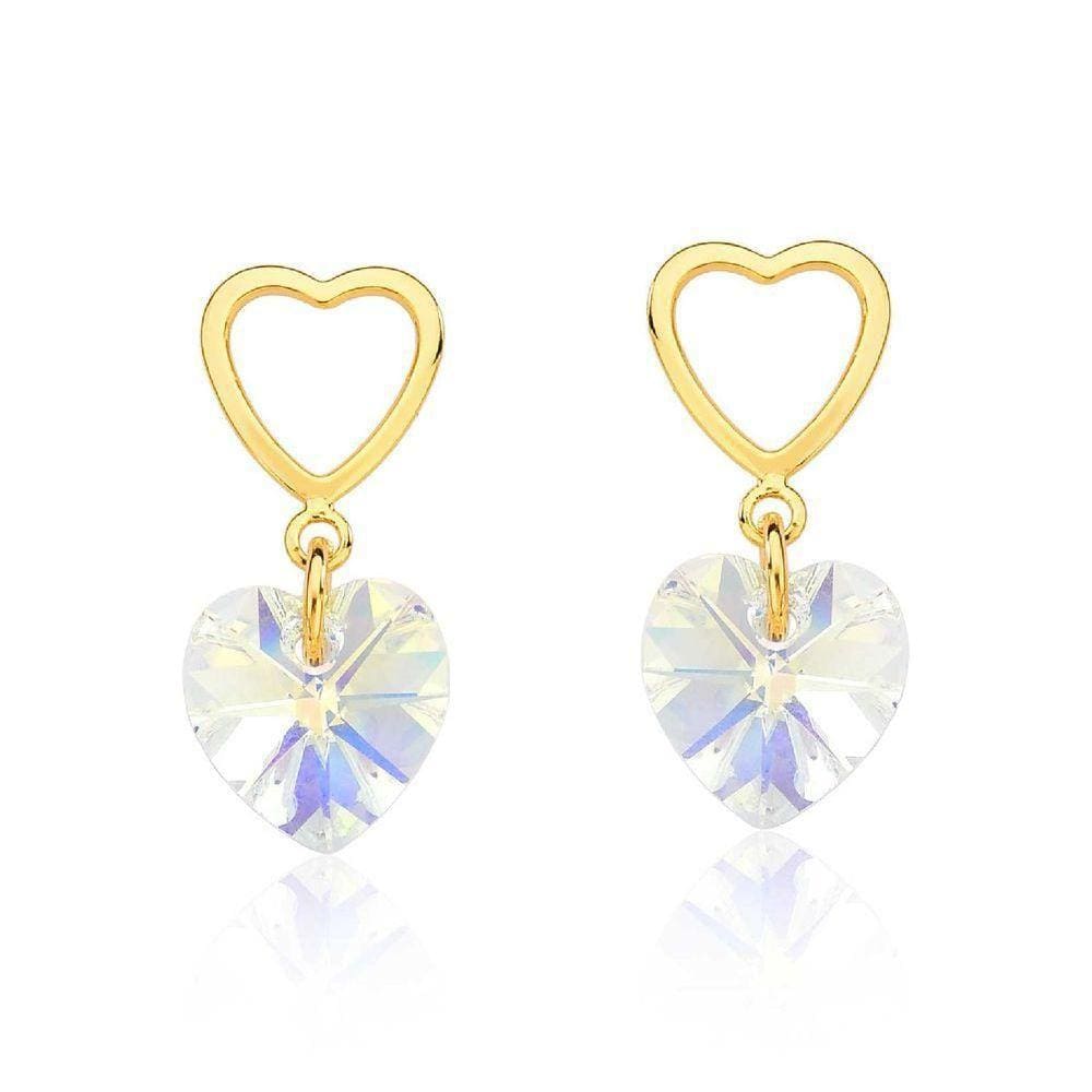 Brinco Double Heart Revestido Em Ouro