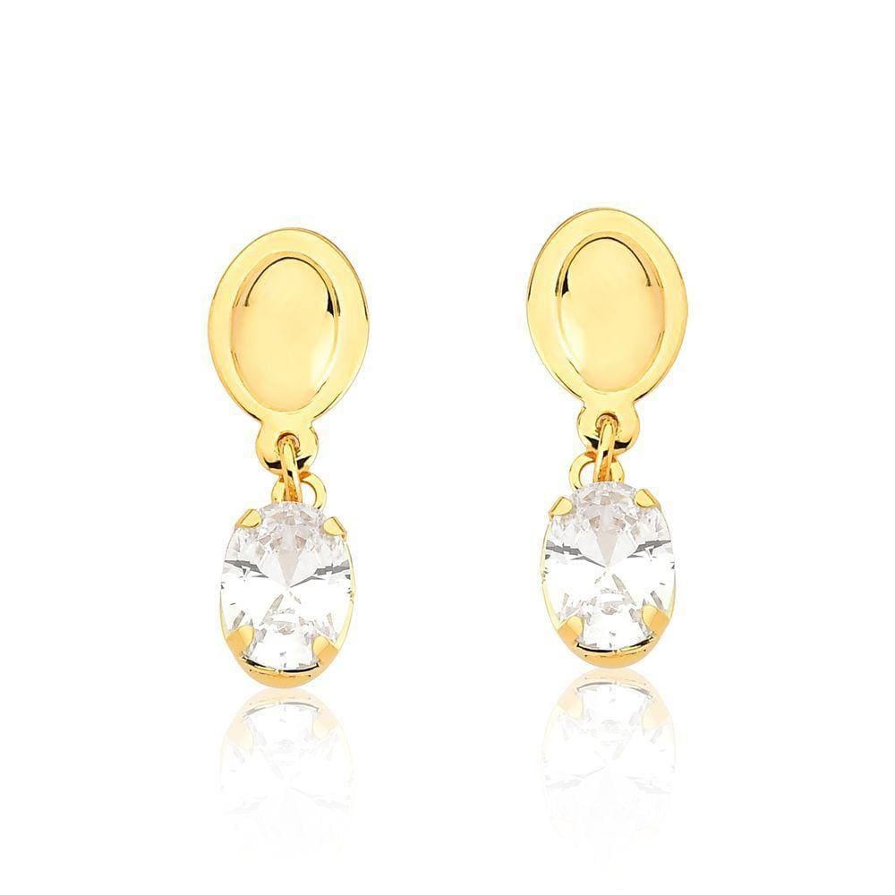 Brinco Crystal Revestido Em Ouro