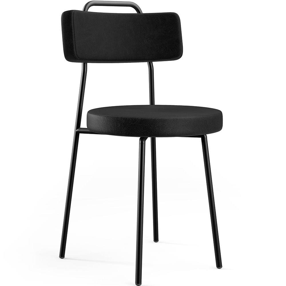 Cadeira Decorativa Estofada Para Sala De Jantar Barcelona F01 Couríssimo Preto - Lyam Decor