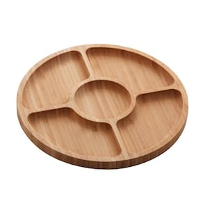 Petisqueira De Bambu Com 5 Divisórias Round 25x25x1,6cm