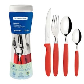 Faqueiro Inox Tramontina Ipanema 24 Peças Vermelho
