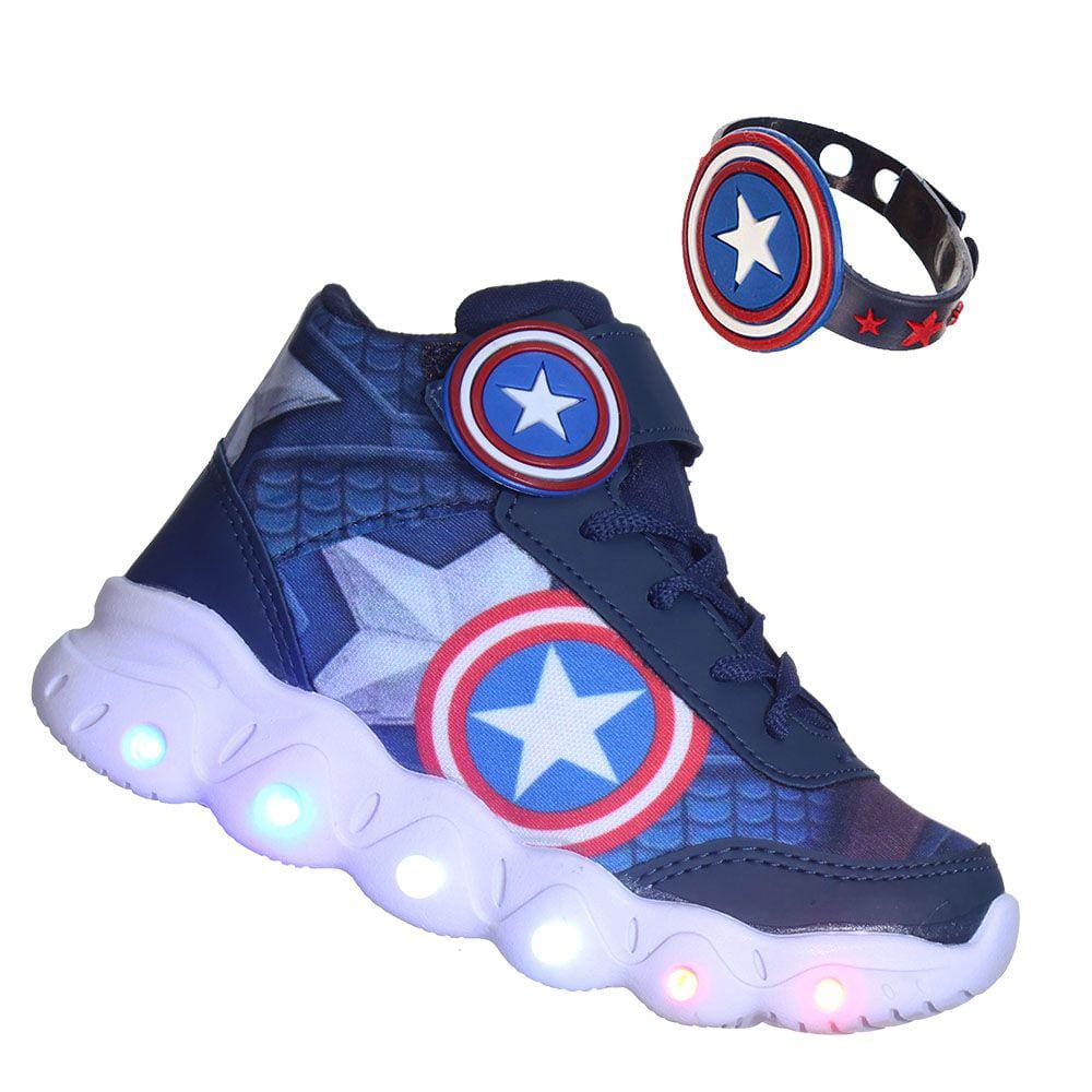 Tenis Botinha América Infantil Menino Luz Led Brilha+ Pulseira
