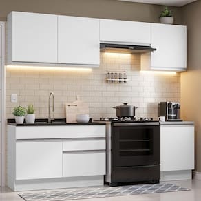 Armário De Cozinha 260Cm Branco Glamy 04 Branco