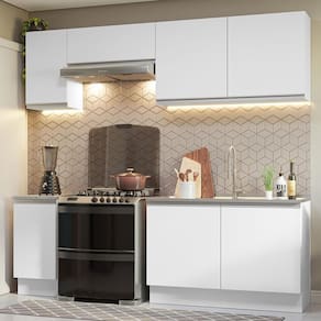Armário De Cozinha 240Cm Branco Glamy 10 Branco