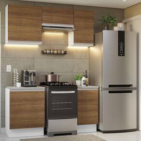 Armário De Cozinha 160Cm Glamy 07 Branco/Rustic
