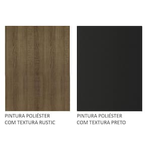 Armário De Cozinha 180Cm Rustic/Preto Glamy 12 Rustic/Preto