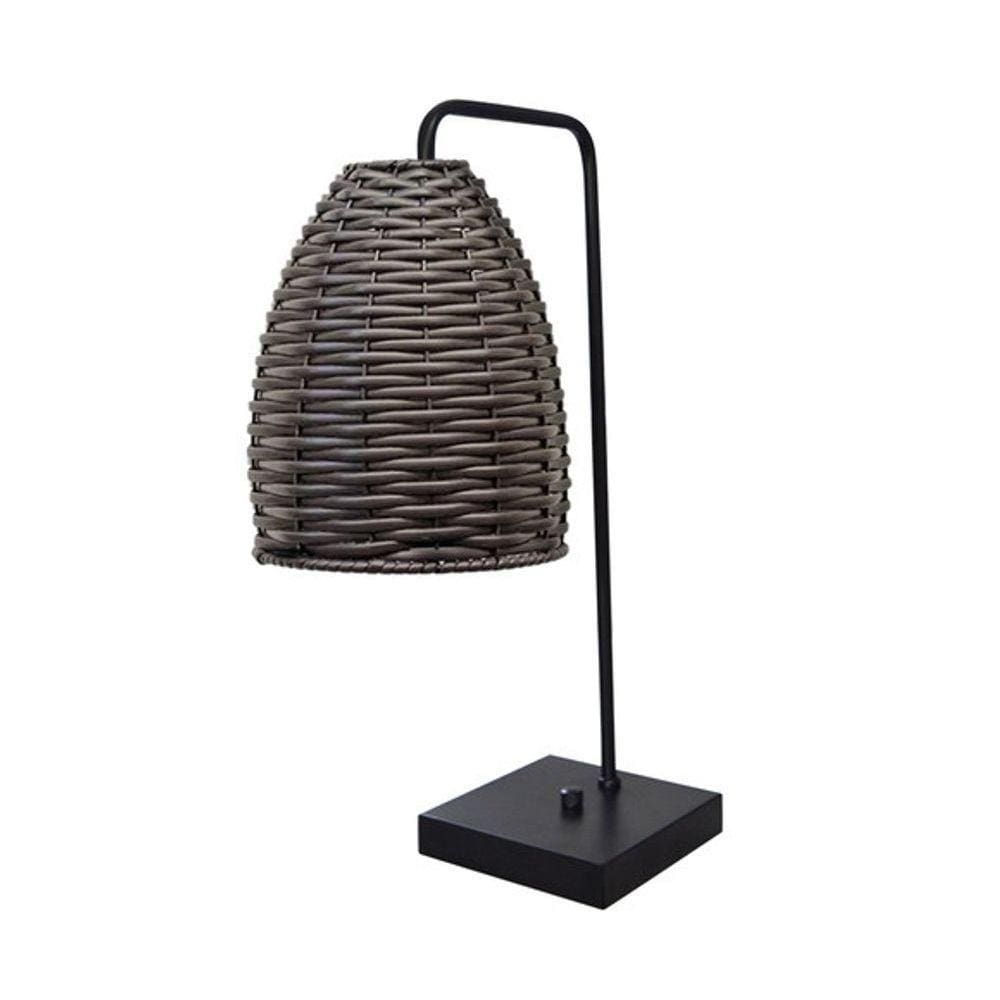 Abajur De Mesa Cúpula Junco Marrom Tabaco