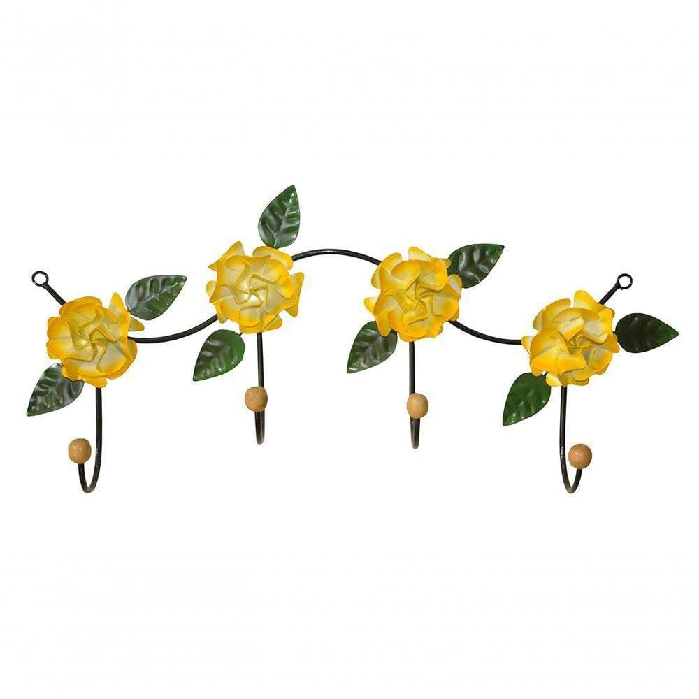 Cabideiro Ferro 4 Lugares Flores Amarelas